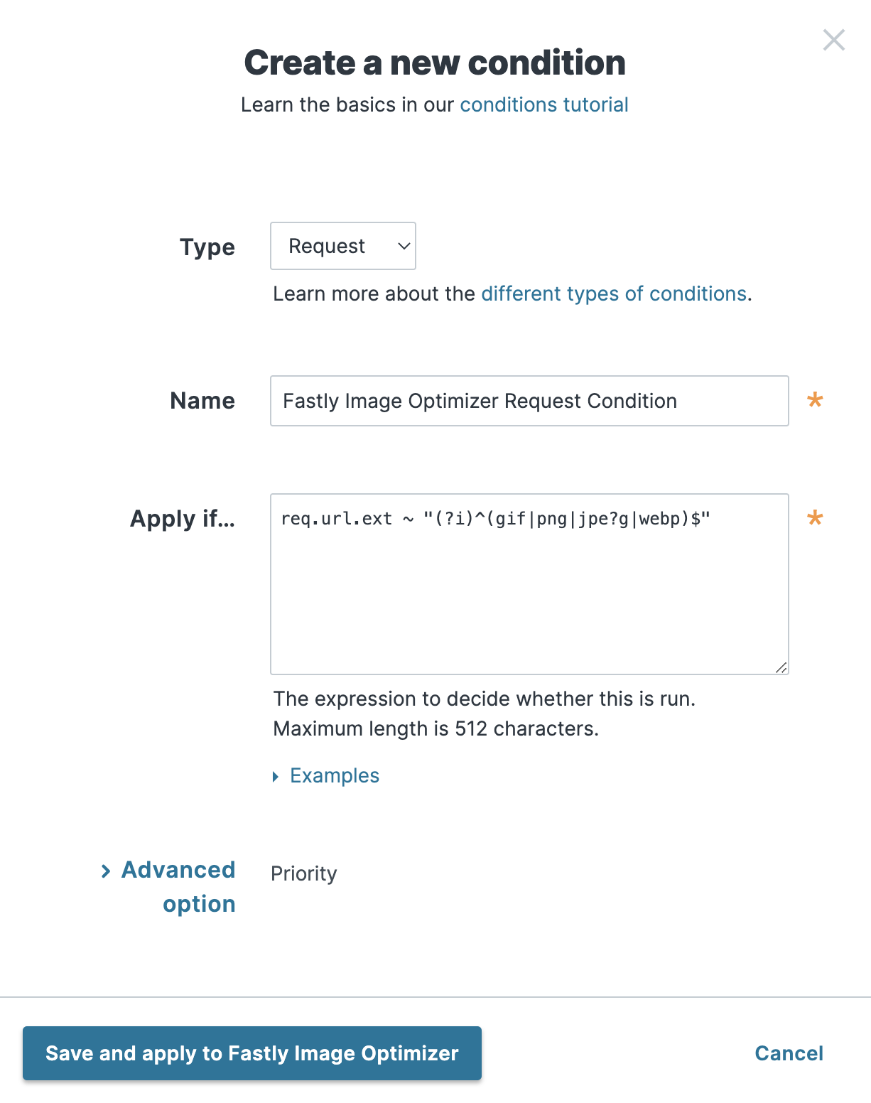 Creating the condition for Fastly IO