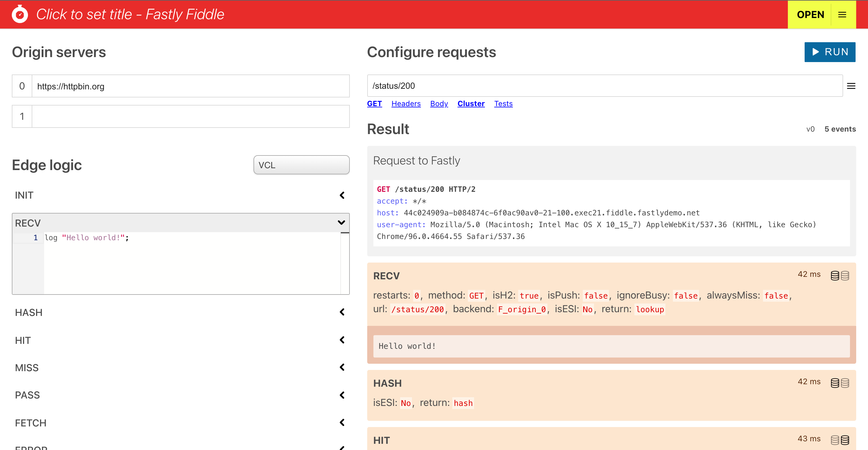 The Fiddle web interface